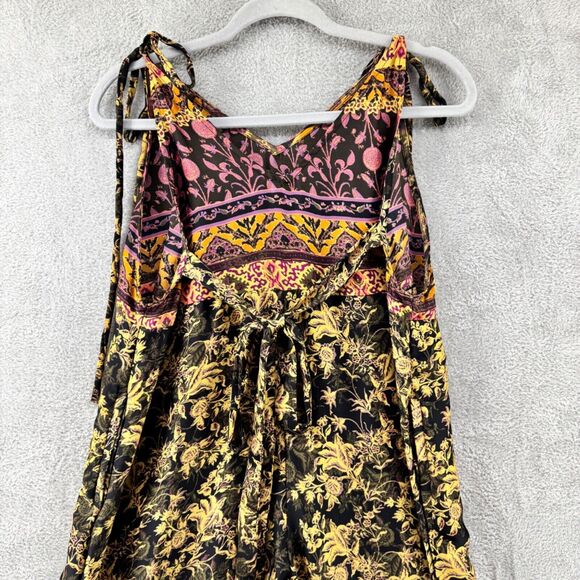 Free People Jumpsuit Womens S Brown Leona Wide Leg Pockets Side Slit Casual Tie - Picture 13 of 16